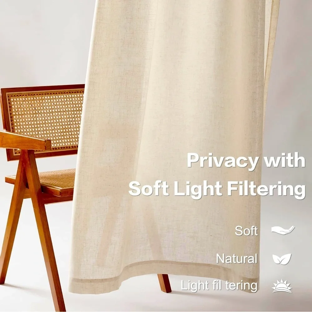 NIB- Maswond Extra Long Linen Curtain. 1 panel. Natural in Color. Size- 52x240